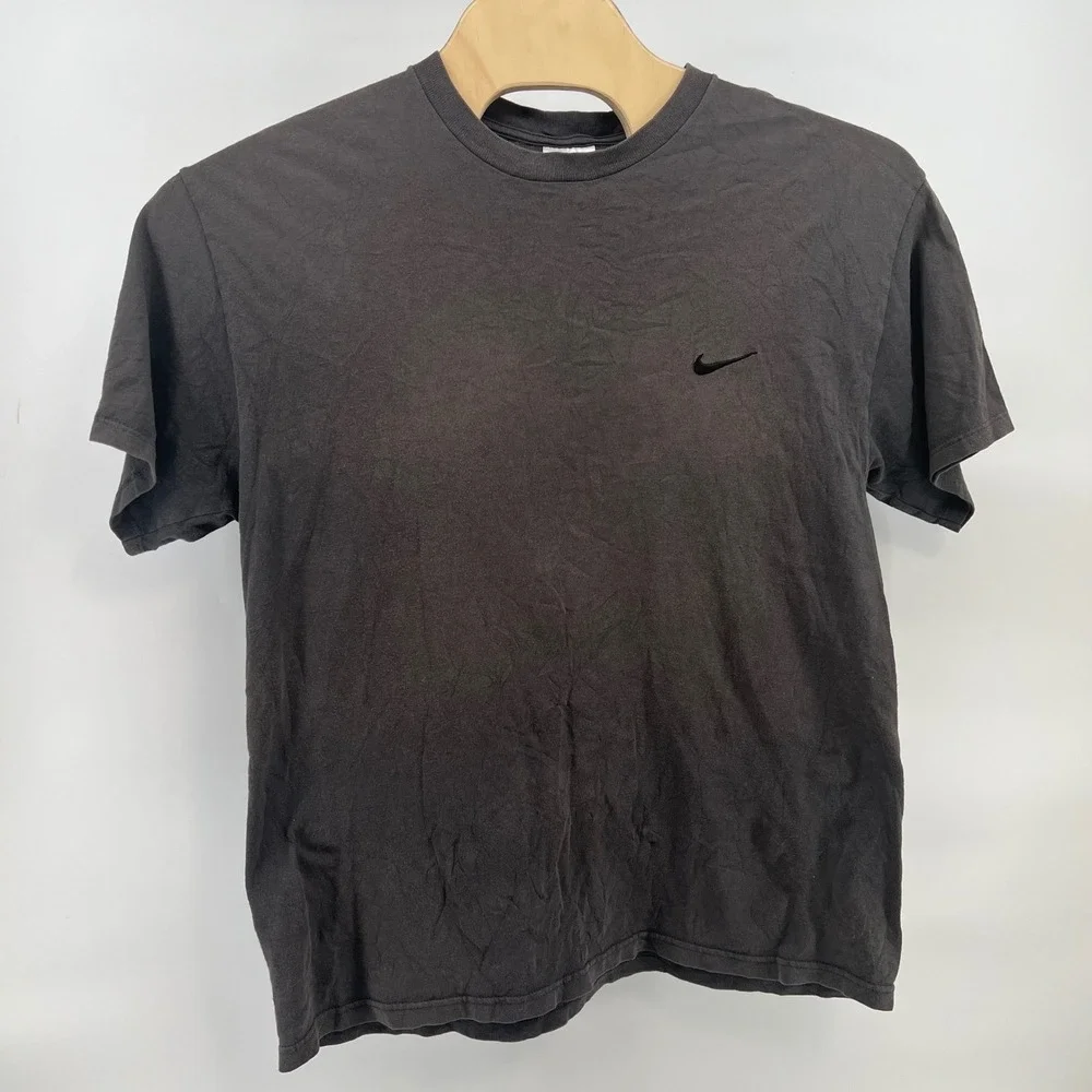Vintage 90s Nike Embroidered Swoosh T-Shirt Mens Large Faded Black Made in USA